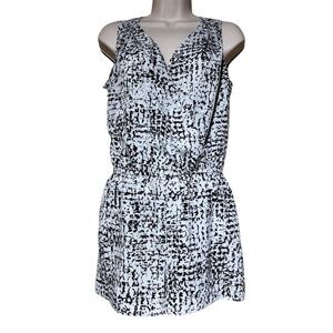 White House Black Market Women's Geometric V-Neck Romper Size 0